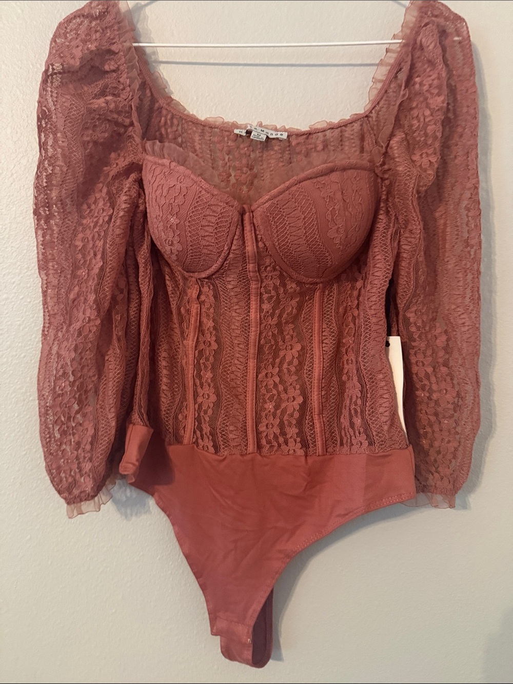 Haute Monde Rosewood Lace Bustier Bodysuit